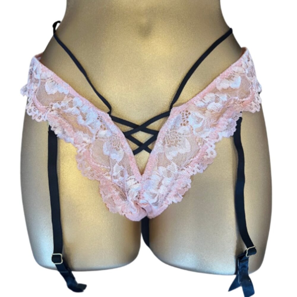 LA SENZA Sexy Lace Pantie / Pink & Black / Size L